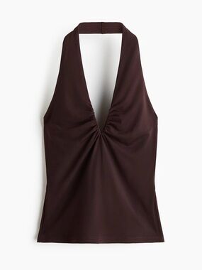 H&M Dark Brown V-Neck Halter Top